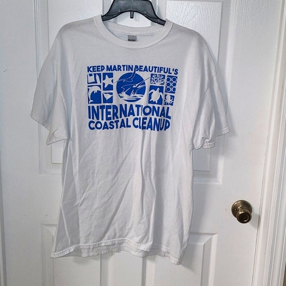 Gildan Unisex White Short Sleeve Tshirt Blue Martin County Coastal Florida XL - Picture 1 of 9